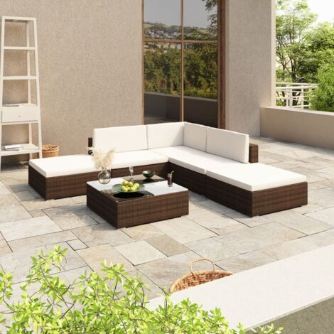 Ensemble Table et Chaise de Jardin 15 pcs - Meuble de jardin Résine tressée Marron BV912048 - BonneVie (1/5)
