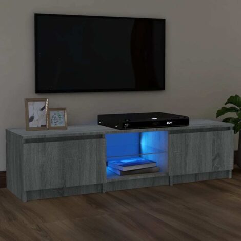Meuble TV avec lumières LED pour Salon - Armoire TV Moderne Sonoma gris 140x40x35,5 cm BV796576 - BonneVie (1/5)