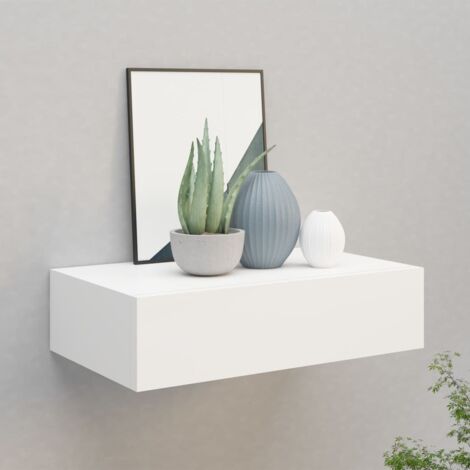 Étagère à tiroir murale Étagère murale Étagère de Rangement - Meuble de rangement Blanc 40x23,5x10 cm MDF BV415829 - BonneVie (1/5)