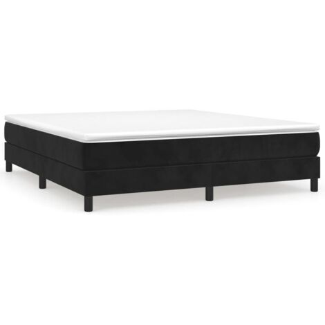 Bonnevie – Sommier tapissier 180x200 cm en velours noir – Lattes en contreplaqué pour soutien optimal – Cadre robuste pour matelas - OIB7774E (1/4)
