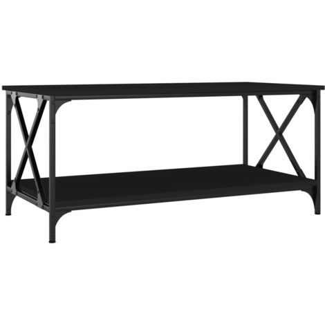 Table basse de salon, Table Café, Noir 100x50x45 cm Bois d'ingénierie et fer OIB9159E (1/5)