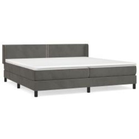 Sommier à lattes de lit et matelas Gris foncé 200x200 Velours (1/5)