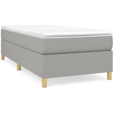 Bonnevie – Sommier tapissier 80x200 cm – Tissu polyester gris clair – Lattes en contreplaqué pour répartition du poids – Hauteur 35 cm - OIB5245E