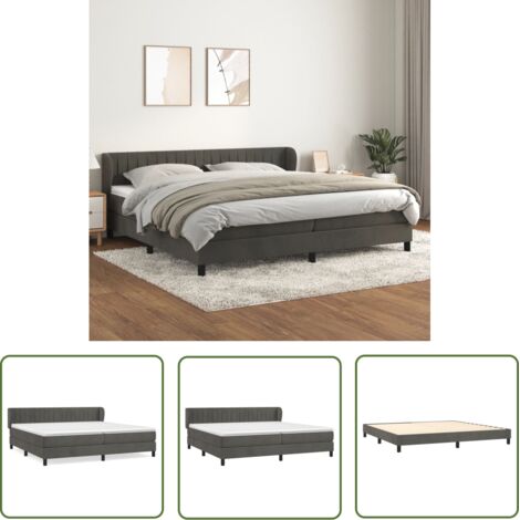 Sommier à lattes de lit et matelas Gris foncé 200x200 Velours (1/5)