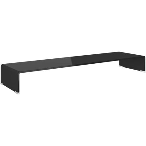 Meuble TV Support pour moniteur, Étagère TV, Meuble de Salon, 110 x 30 x 13 cm Verre Noir OIB7441E (1/5)