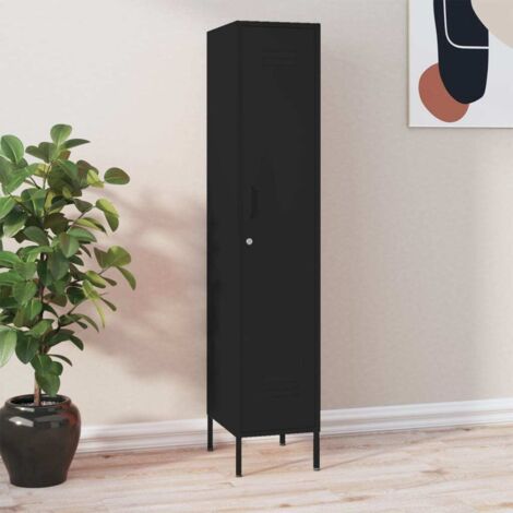 Armoire à casiers Meuble de Rangement - Style Contemporain Noir 35x46x180 cm Acier BV849029 - BonneVie (1/5)