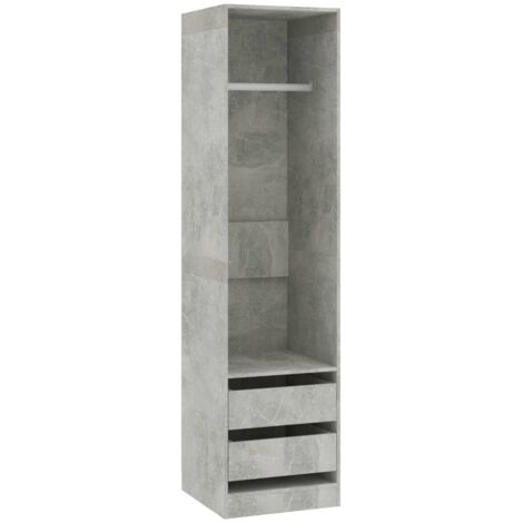 Garde-robe Meuble de Rangement - Style Contemporain avec tiroirs Gris béton 50x50x200 cm Aggloméré BV779234 - BonneVie (1/5)