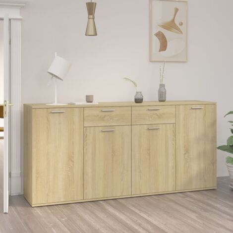 Buffet - Armoire de rangement Enfilade Chêne sonoma 160x36x75 cm Aggloméré BV956424 - BonneVie (1/5)