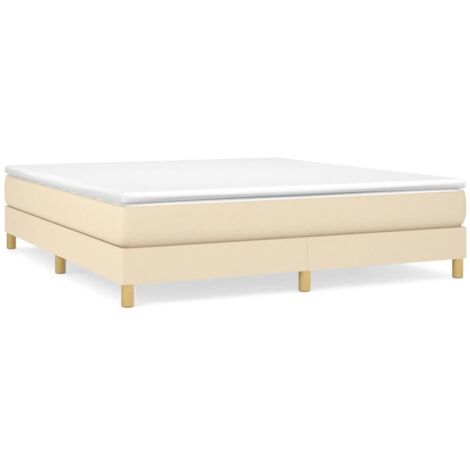 Bonnevie – Sommier tapissier 160x200 cm en tissu crème – Lattes en contreplaqué pour soutien optimal – Dimensions totales 203x160x25 cm - OIB2645E (1/5)