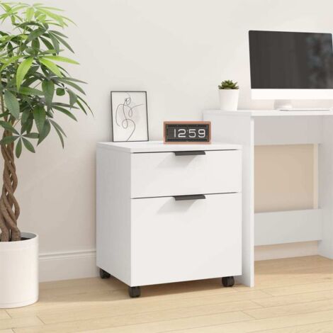 Classeur mobile Meuble de Rangement - Armoire De Bureau avec roues Blanc 45x38x54 cm Bois d'ingénierie BV799159 - BonneVie (1/5)