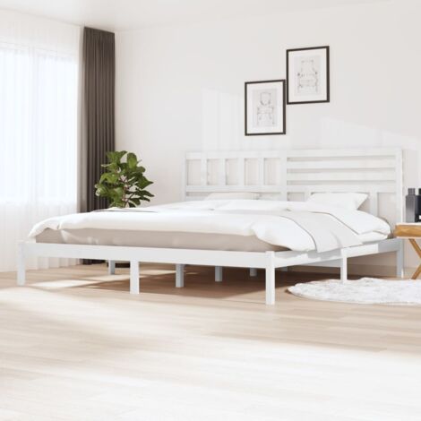 FIMEI Cadre de lit Blanc Bois de pin massif 200x200 cm (1/5)