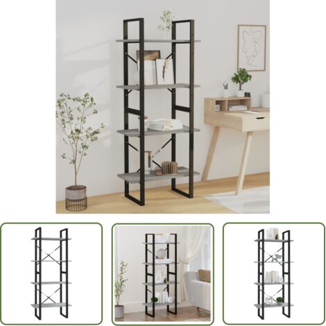 The Living Store Bibliothèque 4 niveaux Sonoma gris 60x30x140 cm - Bibliothèque - Étagère - Meuble De Rangement - Rangement Intérieur - Mobilier Salon (1/5)