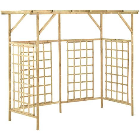 Bonnevie – Tonnelle de jardin en bois imprégné – Pour 3 poubelles – Dimensions 200 x 80 x 168 cm – Résistance à la pourriture – Treillis pour plantes grimpantes - OIB6367E