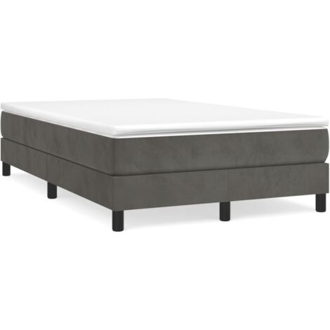 Bonnevie – Sommier tapissier 120x200 cm en velours gris foncé – Lattes en contreplaqué pour soutien optimal – Pieds robustes pour stabilité - OIB6333E (1/5)