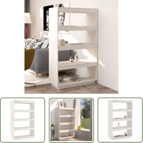 INLIFE Bibliothèque/Séparateur de pièce Blanc 80x35x135 cm Pin massif (1/5)