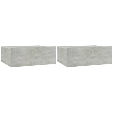 Lot de 2 Tables de Chevet flottantes, Tables de nuit, pour Chambre Salon Couloir, Gris béton 40x30x15 cm OIB5584E (1/5)