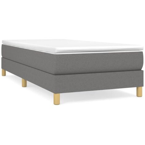 Bonnevie – Sommier tapissier 90x190 cm – Tissu polyester gris foncé – Structure en contreplaqué et bois d'ingénierie – Confort optimal - OIB8157E
