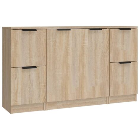 Buffets 3 pcs - Armoire de rangement Enfilade Chêne sonoma Bois d'ingénierie BV298365 - BonneVie (1/5)