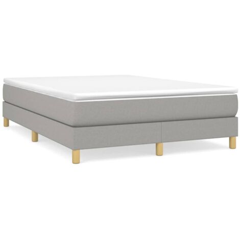 Bonnevie – Sommier tapissier 140x190 cm – Tissu polyester gris clair – Lattes en contreplaqué pour meilleure répartition du poids – Dimensions totales 193x140x25 cm - OIB3509E (1/4)