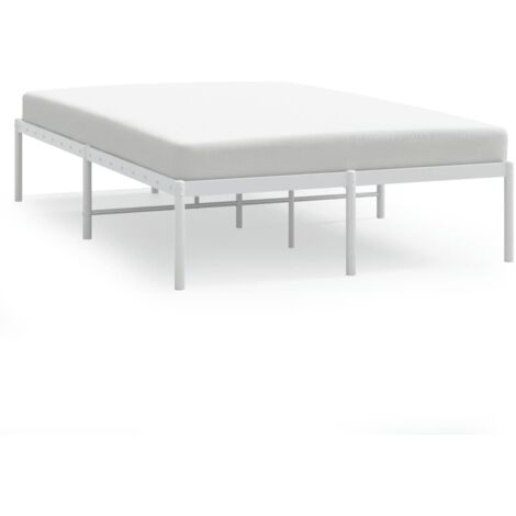 Lit adulte pour 2 personnes, Structure de lit, Assemblage Facile, métal blanc 120x190 cm OIB5804E (1/4)