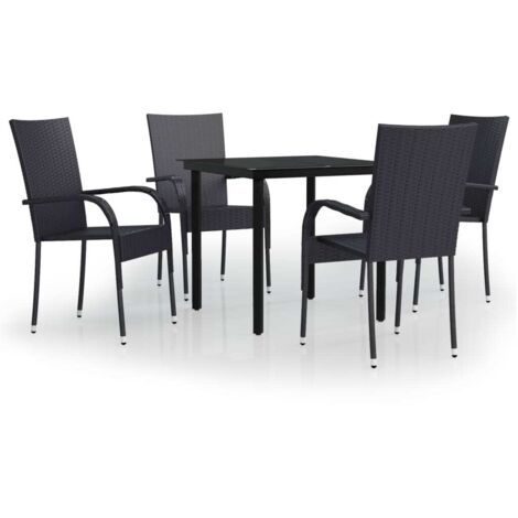 Ensemble de salle à manger d'extérieur 5 pièces noir (1/5)