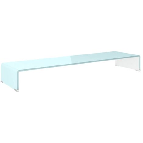Meuble TV Support pour moniteur, Étagère TV, Meuble de Salon, 110 x 30 x 13 cm Verre Blanc OIB3544E (1/5)