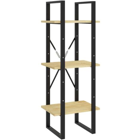 INLIFE Bibliothèque à 3 niveaux 40x30x105 cm Bois de pin massif (1/5)