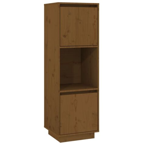 Buffet Commode Armoire Luxueux, pour Salon Chambre Entrée Cuisine, Marron miel 38x35x117 cm Bois massif de pin OIB1597E (1/5)