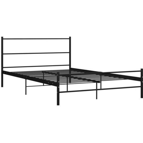 Lit adulte pour 2 personnes, Structure de lit, Assemblage Facile, Noir Métal 160 x 200 cm OIB9923E (1/5)