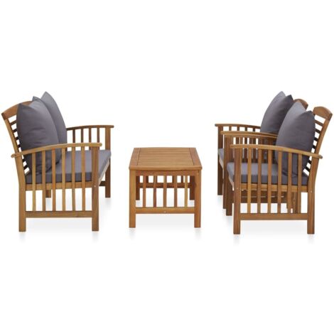 INLIFE Salon de jardin 4 pcs avec coussins Bois d'acacia solide (1/5)