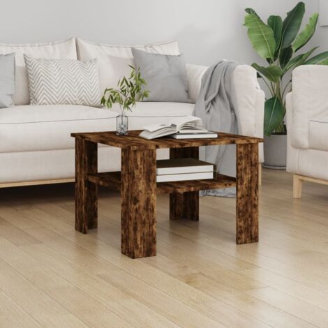 Table basse Table d'appoint pour Salon Chambre - Chêne fumé 60x60x42 cm Bois d'ingénierie BV557608 - BonneVie (1/5)