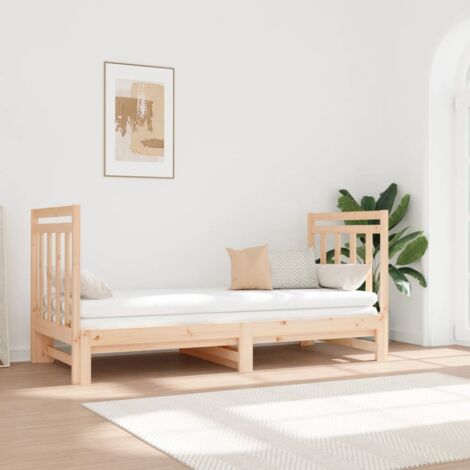 Lit double pour adulte Lit coulissant - Cadre de lit 2x(90x190) cm Bois de pin massif BV616525 - BonneVie (1/5)