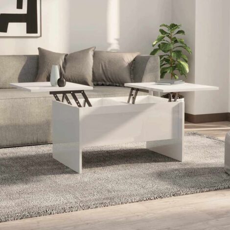 Table basse Table d'appoint pour Salon Chambre - Blanc brillant 80x50x42,5 cm Bois d'ingénierie BV694932 - BonneVie (1/5)