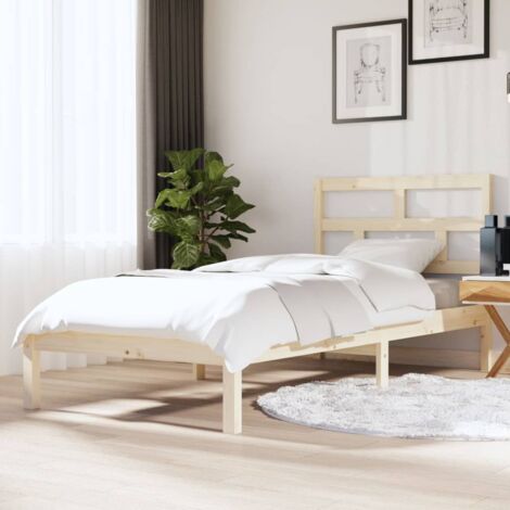 Lit simple pour adulte - Cadre de lit Bois massif 90x190 cm Simple BV132099 - BonneVie (1/5)