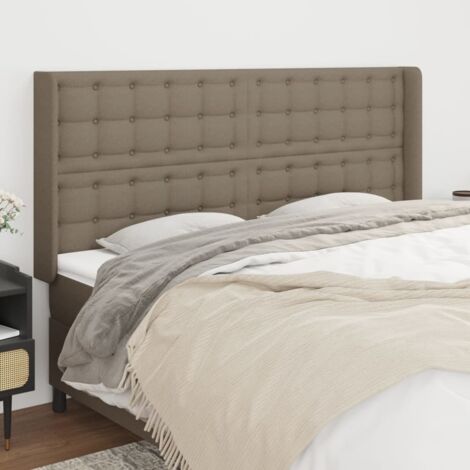 Tête de lit avec oreilles Style Classique Armoire de lit - Taupe 163x16x118/128 cm Tissu BV775172 - BonneVie (1/5)