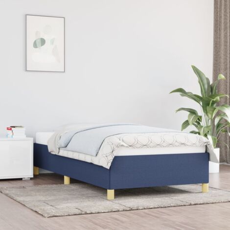 Lit simple pour adulte Cadre de lit - Bleu 90x190 cm Tissu BV931042 - BonneVie (1/5)