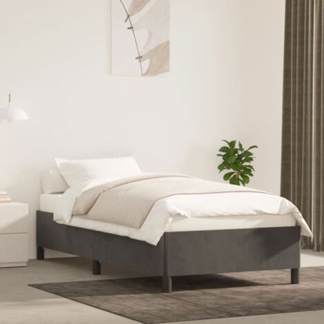 Lit simple pour adulte Cadre de lit - Gris foncé 90x190 cm Velours BV590685 - BonneVie (1/5)