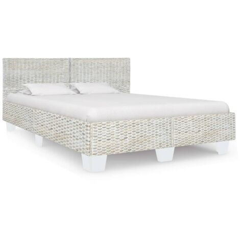 Lit double pour adulte Cadre de lit - Gris Rotin naturel 160 x 200 cm BV603951 - BonneVie (1/5)