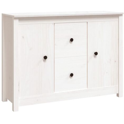 Buffet - Armoire de rangement Enfilade Blanc 100x35x74 cm Bois massif de pin BV100489 - BonneVie (1/5)