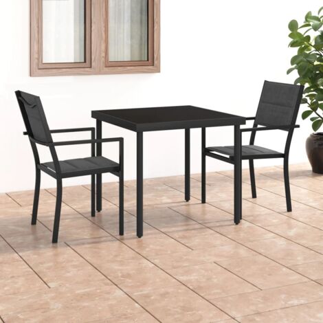 Ensemble Table et Chaise de Jardin 3 pcs - Mobilier de salle à manger d'extérieur Acier BV672041 - BonneVie (1/5)
