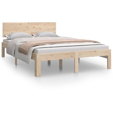 Lit simple pour adulte Cadre de lit - Bois massif 120x190 cm Petit double BV858848 - BonneVie (1/5)