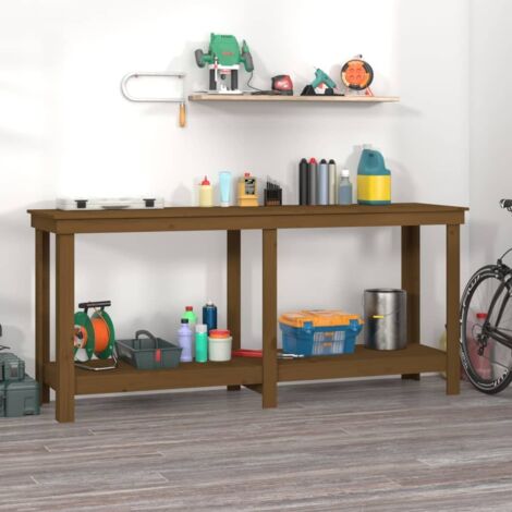 Banc de travail Style industriel - Marron miel 180x50x80 cm Bois de pin massif BV387195 - BonneVie (1/5)