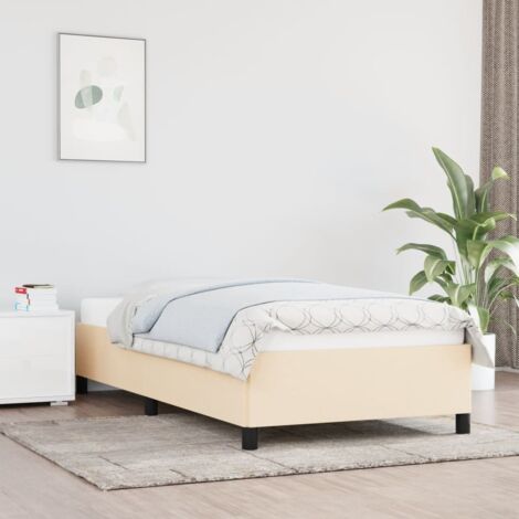 Lit simple pour adulte Cadre de lit - Crème 90x190 cm Tissu BV462466 - BonneVie (1/5)