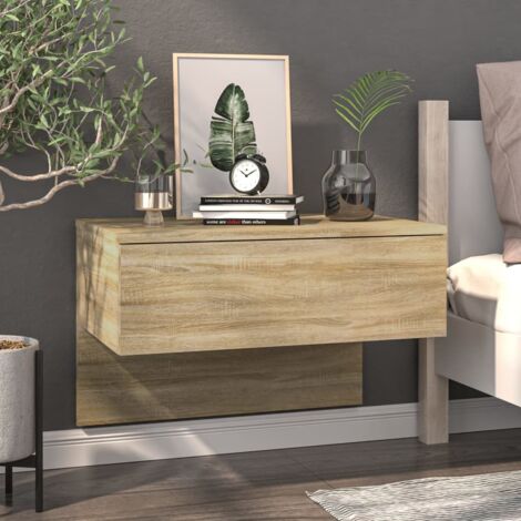 The Living Store Table de chevet murale Chêne sonoma - Table De Chevet Murale - Meuble De Rangement Mural - Étagère Murale - Commode Murale - Décoration Murale (1/5)
