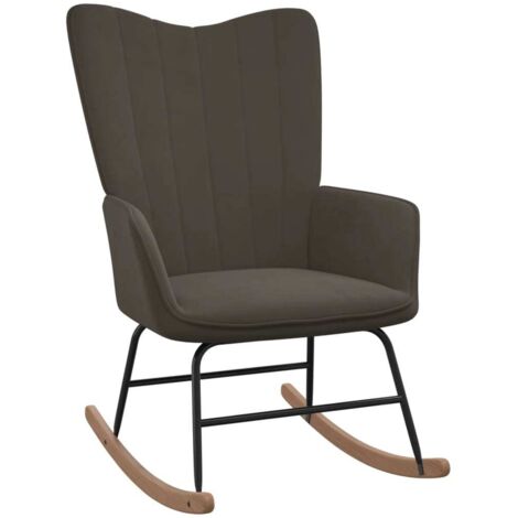 Chaise à bascule Fauteuil berçant - Chaise de salon Gris foncé Velours BonneVie-28215 (1/5)