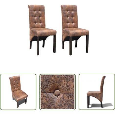 Furniture Limited - Chaises à manger lot de 2 marron similicuir (1/5)