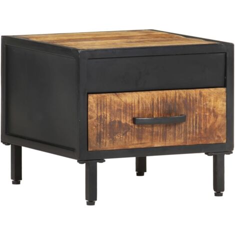 Table de chevet - Bout de Canapé Armoire De Rangement 40x40x35 cm Bois de manguier brut BV368184 - BonneVie (1/5)
