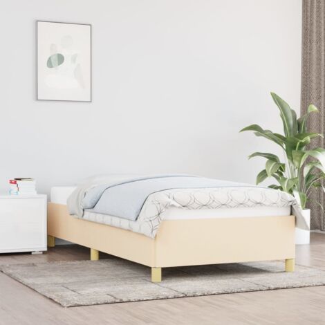 Lit simple pour adulte Cadre de lit - Crème 90x190 cm Tissu BV356993 - BonneVie (1/5)