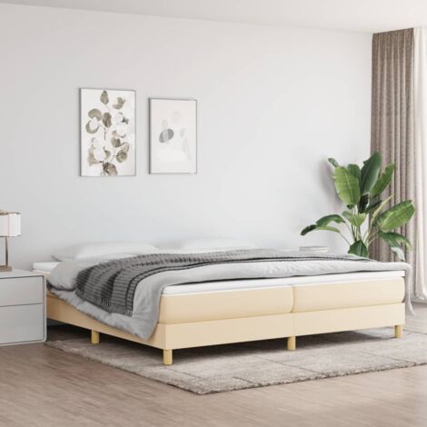 Sommier à ressorts de lit - Sommier pour Adulte et Enfant - Crème 200x200 cm Tissu BV364774 - BonneVie (1/5)