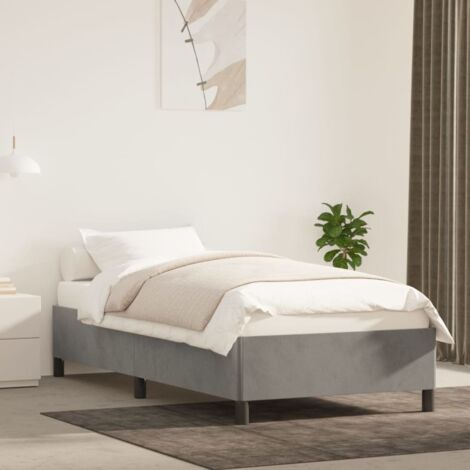Lit simple pour adulte Cadre de lit - Gris clair 90x190 cm Velours BV813040 - BonneVie (1/5)